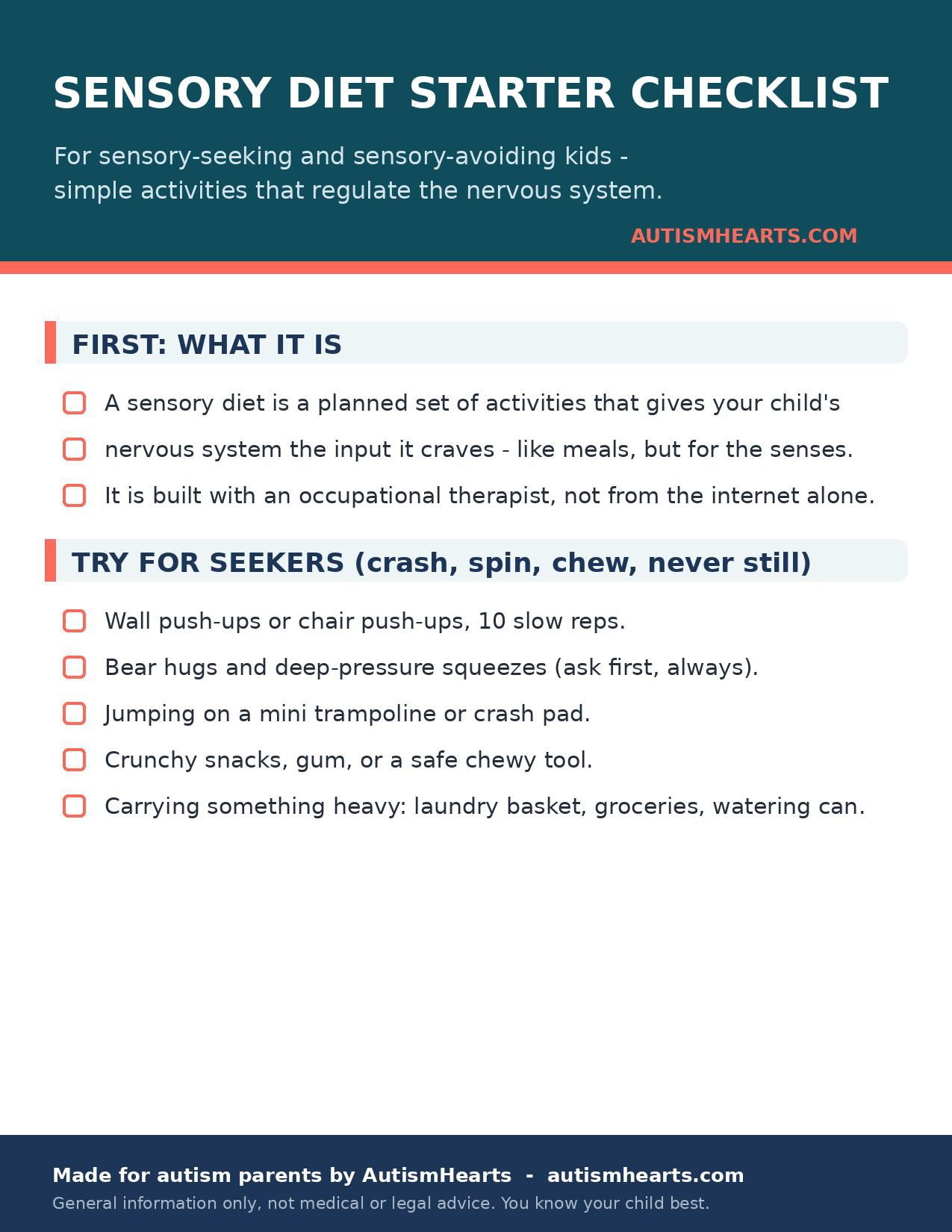 Sensory Diet Starter Checklist